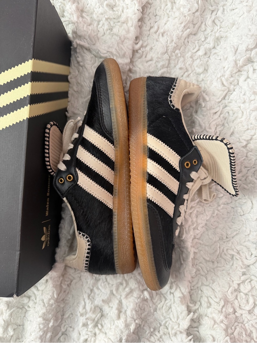 Wales Bonner x Adidas Pony Hair Samba in black/cream